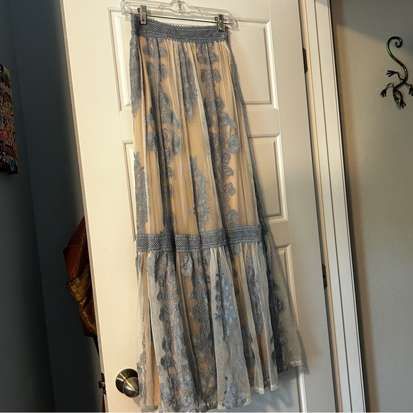 Altar'd State Anissa Embroidered Floral Boho Coquette Mesh Lace Maxi Skirt S - Picture 2 of 7